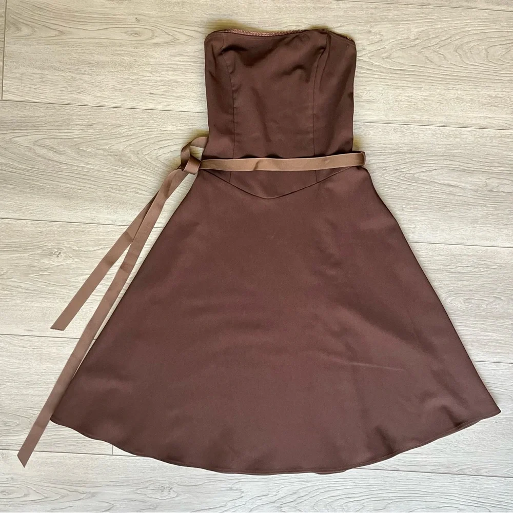 Vintage Charlotte Russe Strapless Brown A-Line Dress - Picture 1 of 10